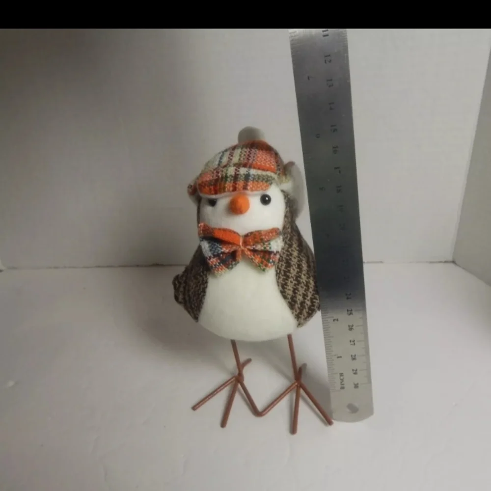 Plaid Brown and‎ White Bird Decor